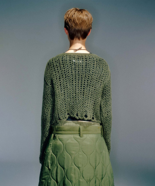 WOMEN GUPPY NET LAYERED KNIT KHAKI