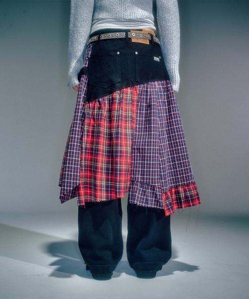 MIRA MIXED WRAP SKIRT BLACK