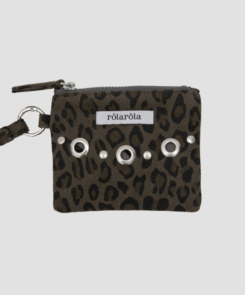 LEOPARD MINI BAG STRAP KEYRING CHARCOAL