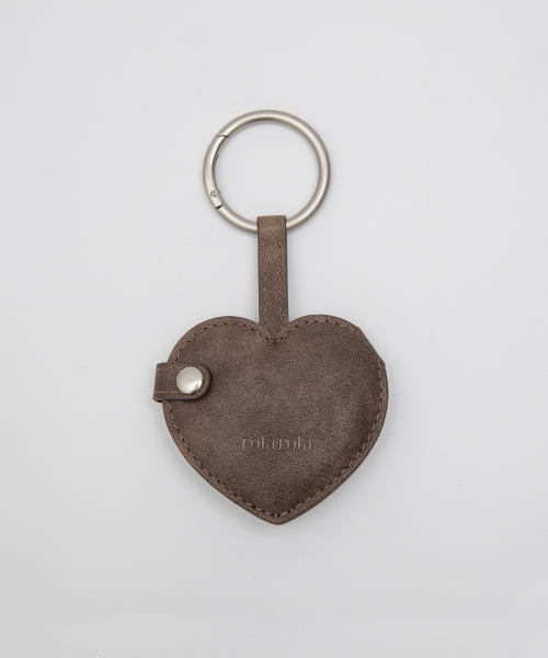 HEART STUD MIRROR KEYRING BROWN