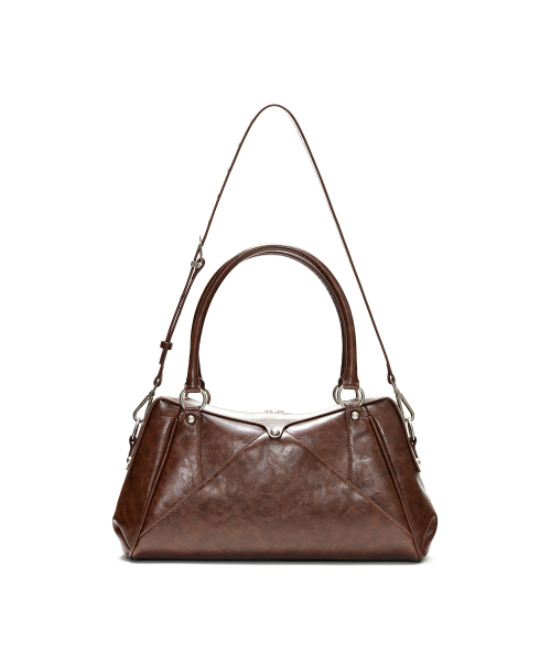 Faux Leather M.O.S Bag, BROWN