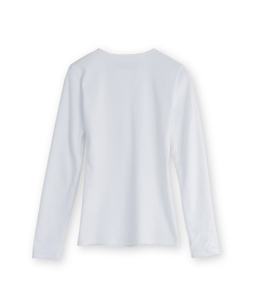 W Henley Neck Long Sleeve, Ivory