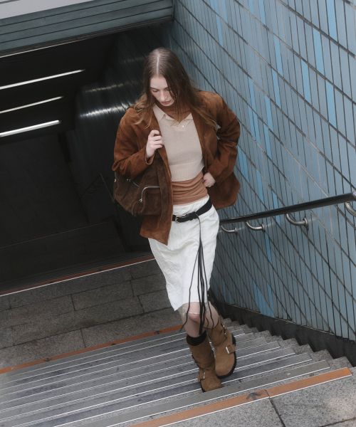 스테라 벨티드 미드 부츠 브라운