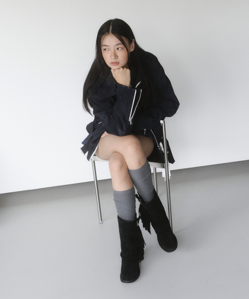 프레아 프린지 미드 부츠 블랙