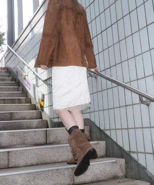 프레아 프린지 미드 부츠 브라운