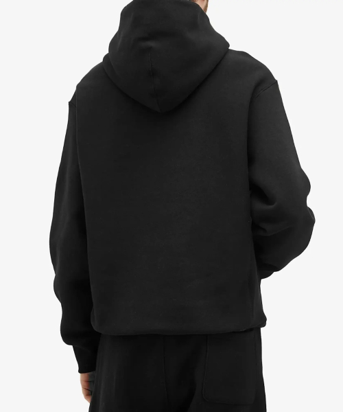 리버스위브 루즈핏 기모 후드 티셔츠 Black