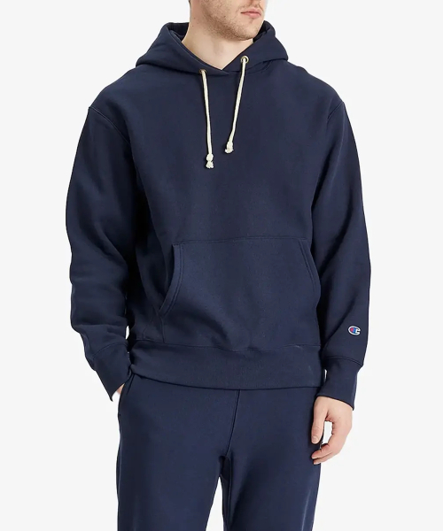 리버스위브 루즈핏 기모 후드 티셔츠 Navy
