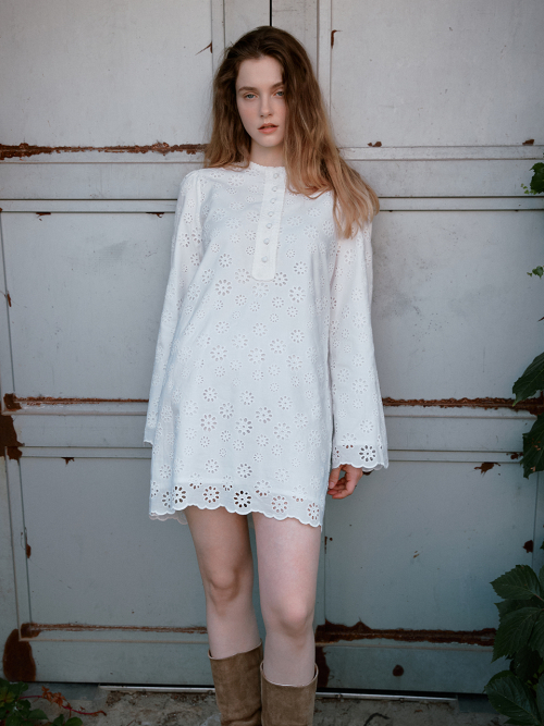SOLIA punching mini dress_WHITE