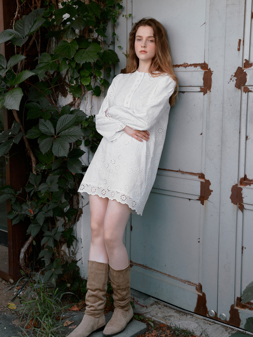 SOLIA punching mini dress_WHITE