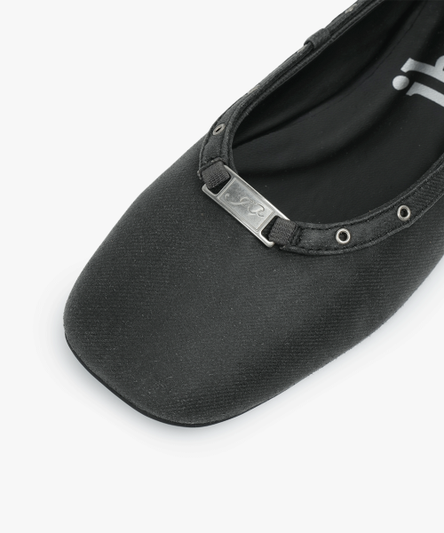 001 coated denim eyelet flats