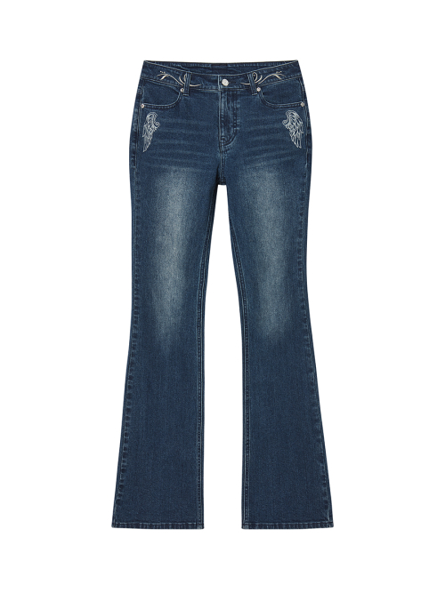2-PIECE POCKET BELT DENIM PANTS BLACK WASHED