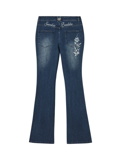 2-PIECE POCKET BELT DENIM PANTS BLACK WASHED