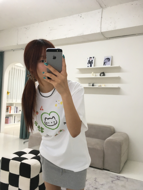 썸캣 타투 티셔츠