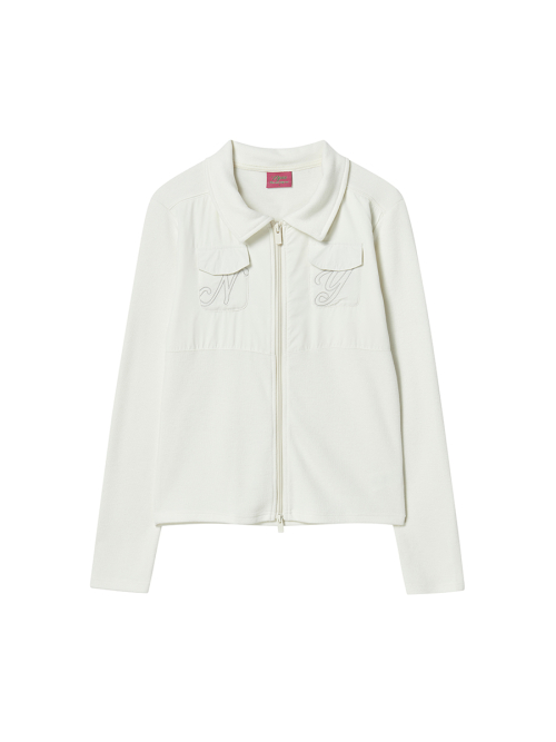 NY PATCH ZIP UP IVORY