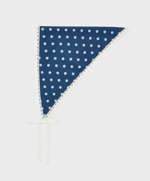 WIDE DOTE LACE BONNET-navy