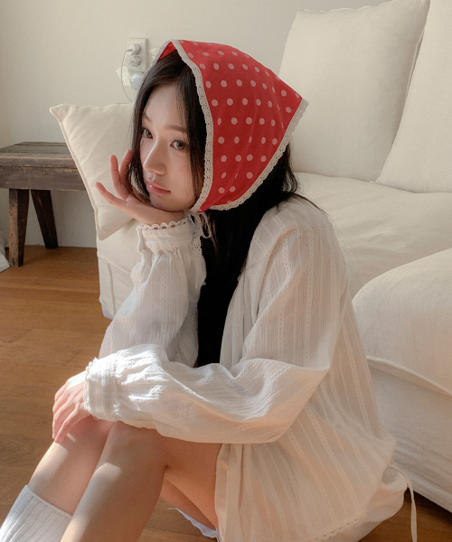 WIDE DOTE LACE BONNET-red