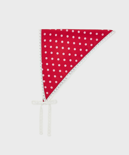 WIDE DOTE LACE BONNET-red