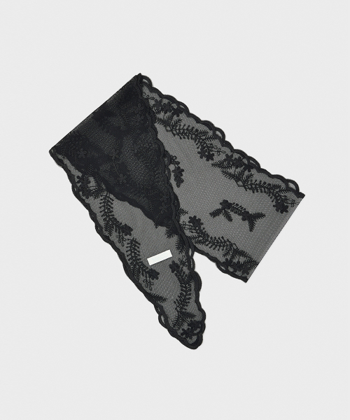 LACE SCARF BONNET-black