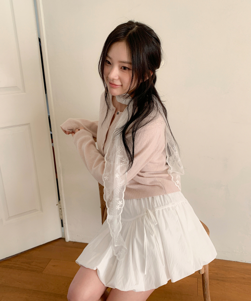 LACE SCARF BONNET-ivory