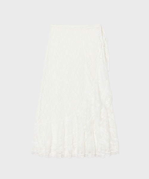 FRILL LACE WRAP SKIRT-ivory
