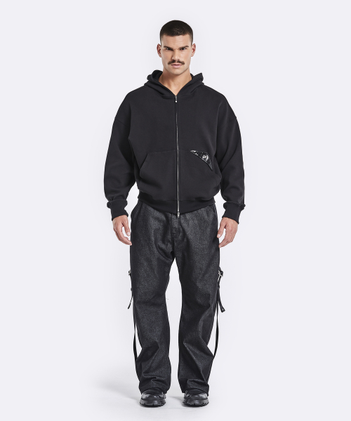 Curve hoodie jacket - black