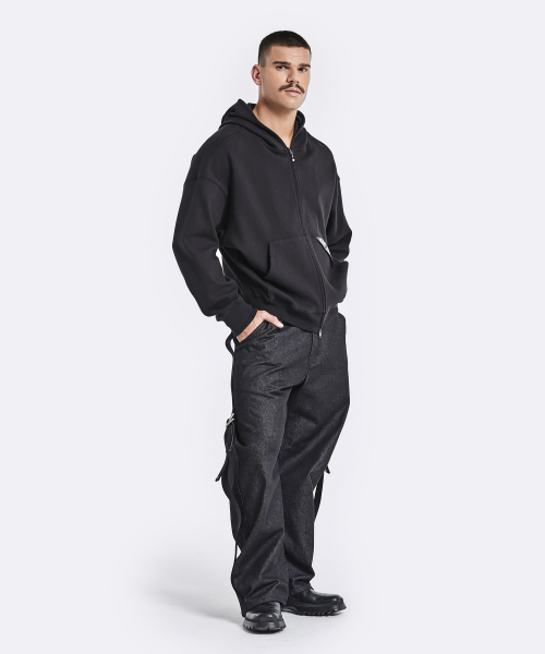 Curve hoodie jacket - black