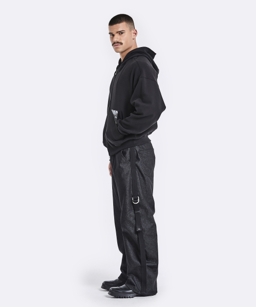 Curve hoodie jacket - black