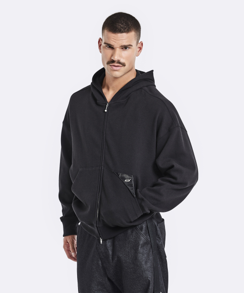 Curve hoodie jacket - black