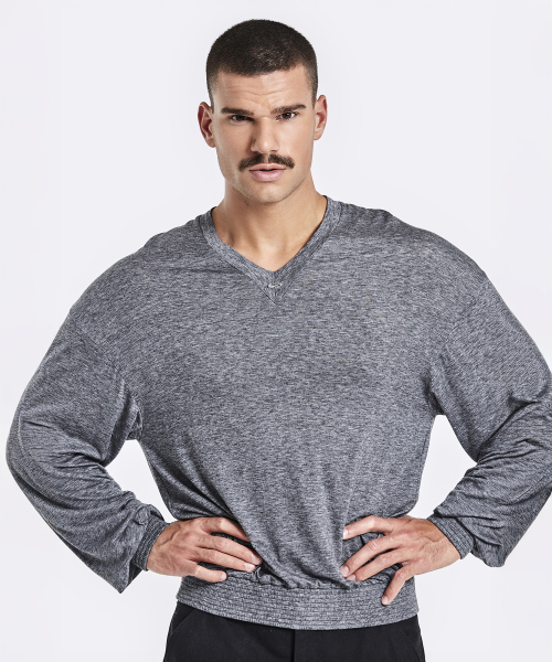 V neck banding longsleeve - grey