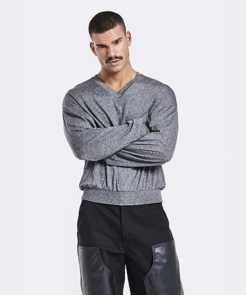 V neck banding longsleeve - grey