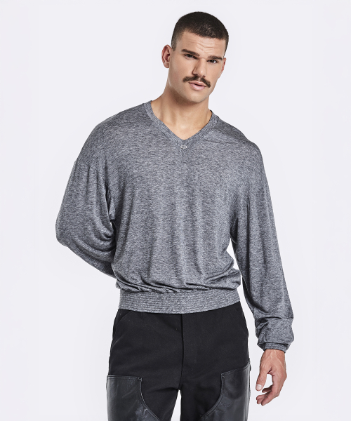 V neck banding longsleeve - grey