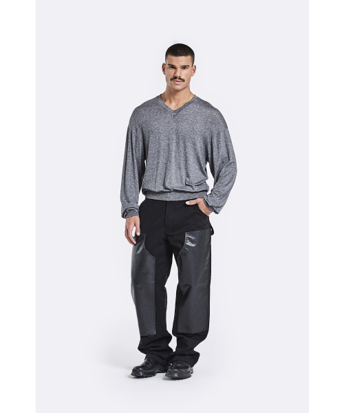 V neck banding longsleeve - grey