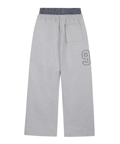 Check Layered 96 Wide 2way Jogger - Gray