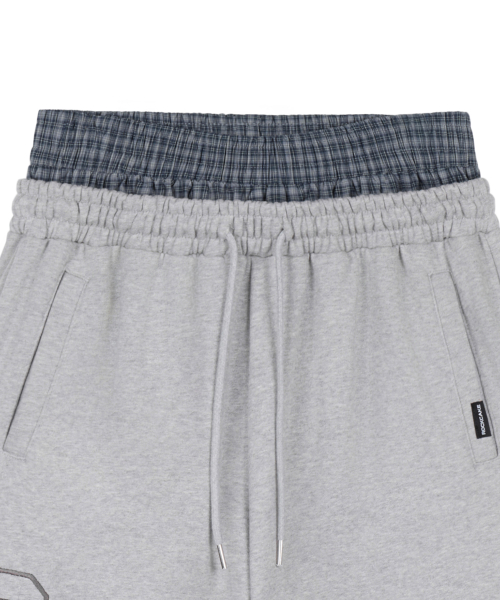Check Layered 96 Wide 2way Jogger - Gray