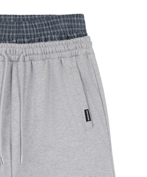 Check Layered 96 Wide 2way Jogger - Gray