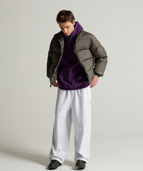 C로고 와이드핏 스웨트 조거 팬츠 Light Grey