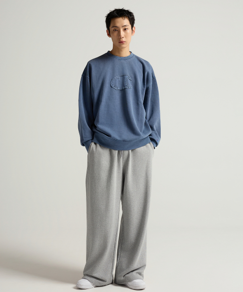 C로고 와이드핏 스웨트 팬츠 Grey