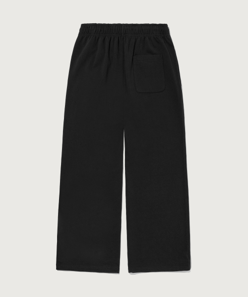 C로고 와이드핏 스웨트 팬츠 Black