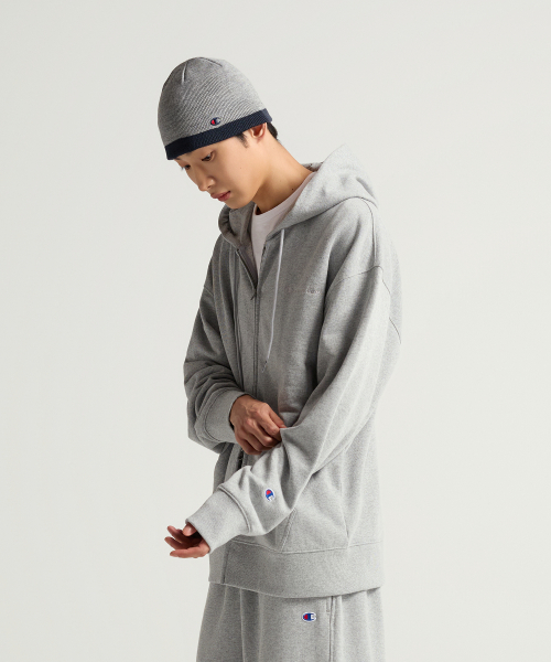 스몰 로고 루즈핏 후드 집업 Grey
