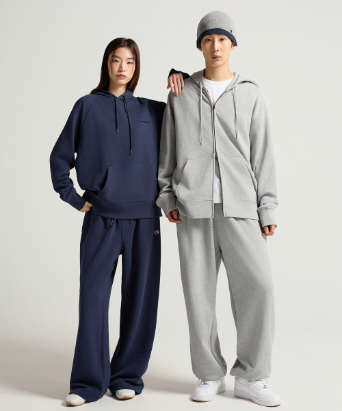 스몰 로고 루즈핏 후드 집업 Grey