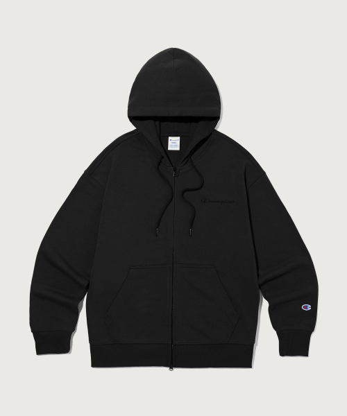 스몰 로고 루즈핏 후드 집업 Black