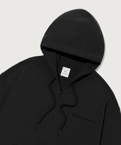 스몰 로고 루즈핏 후드 집업 Black
