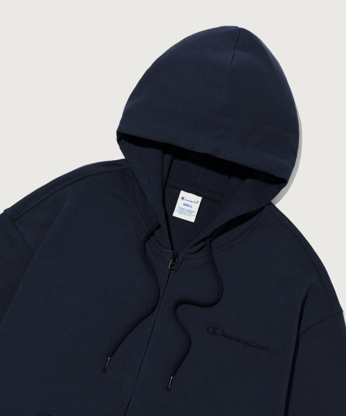 스몰 로고 루즈핏 후드 집업 Navy