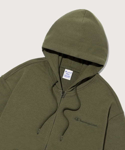 스몰 로고 루즈핏 후드 집업 Khaki