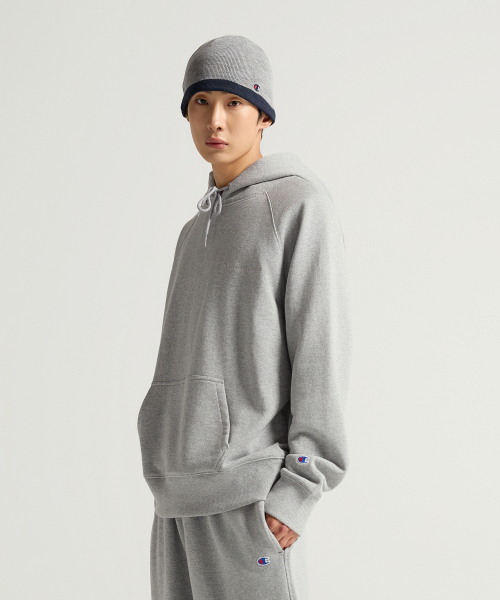 스몰 로고 루즈핏 후드 티셔츠 Grey