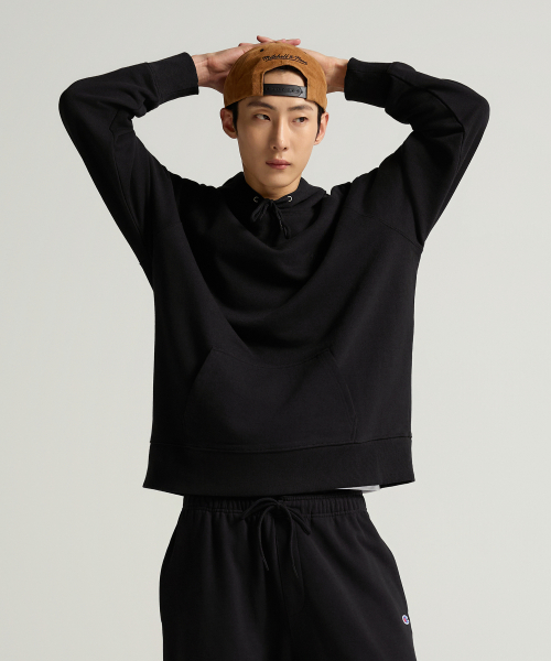 스몰 로고 루즈핏 후드 티셔츠 Black