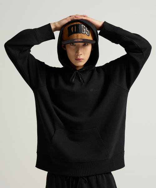스몰 로고 루즈핏 후드 티셔츠 Black