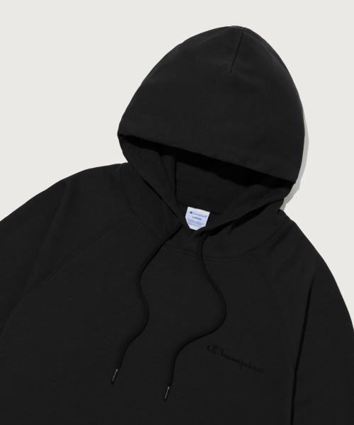 스몰 로고 루즈핏 후드 티셔츠 Black