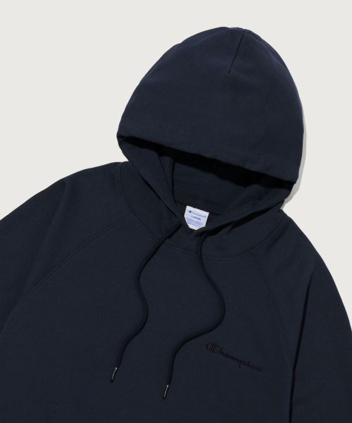 스몰 로고 루즈핏 후드 티셔츠 Navy