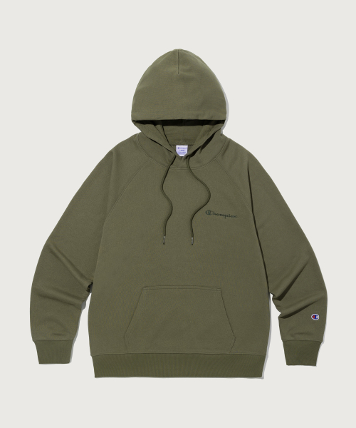스몰 로고 루즈핏 후드 티셔츠 Khaki